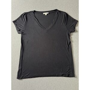 Zenana Signature Women's Black‎ V-neck Short Sleeve Shirt 2X Cotton